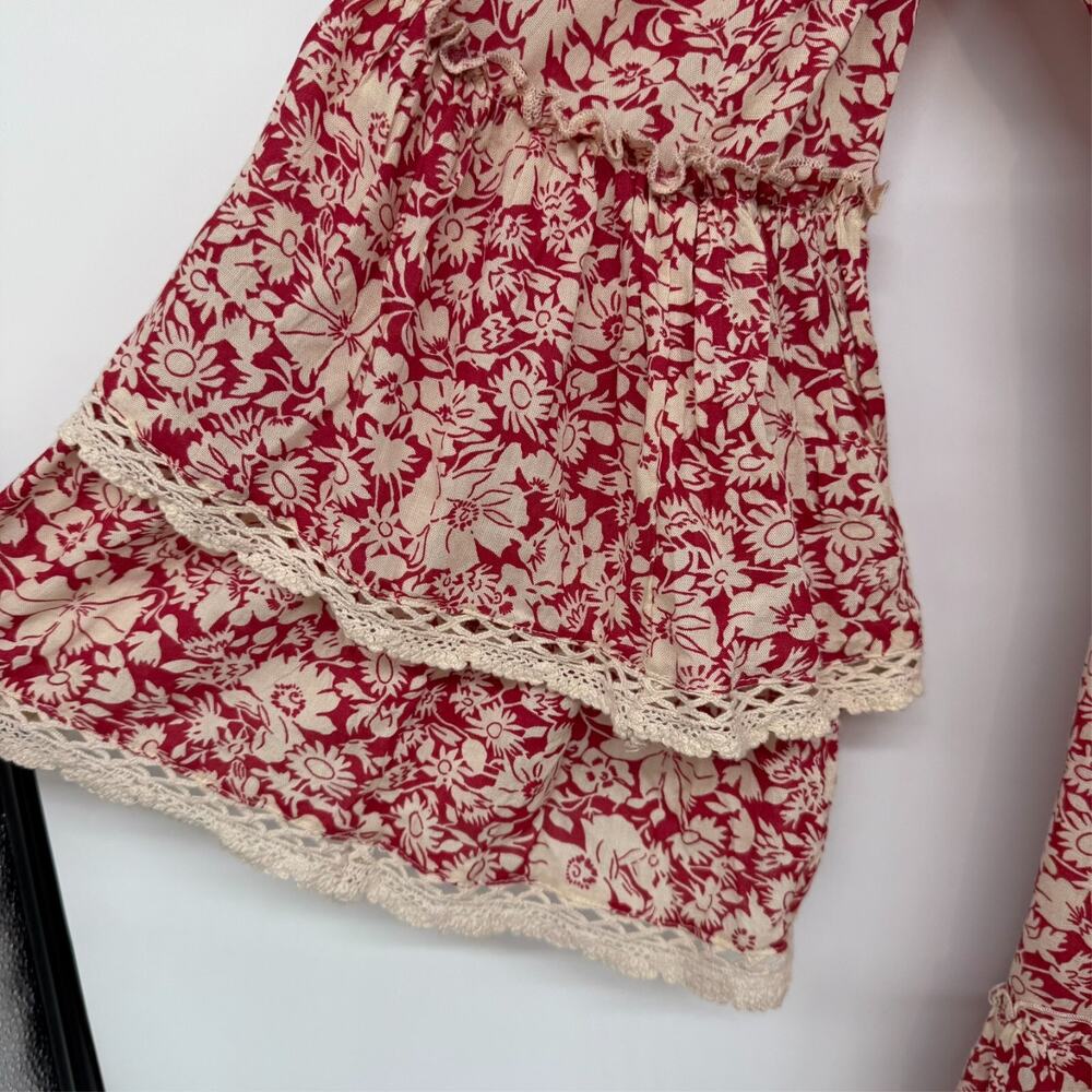 Free People Pink Floral Lace-Trim Mini Dress - Picture 9 of 11